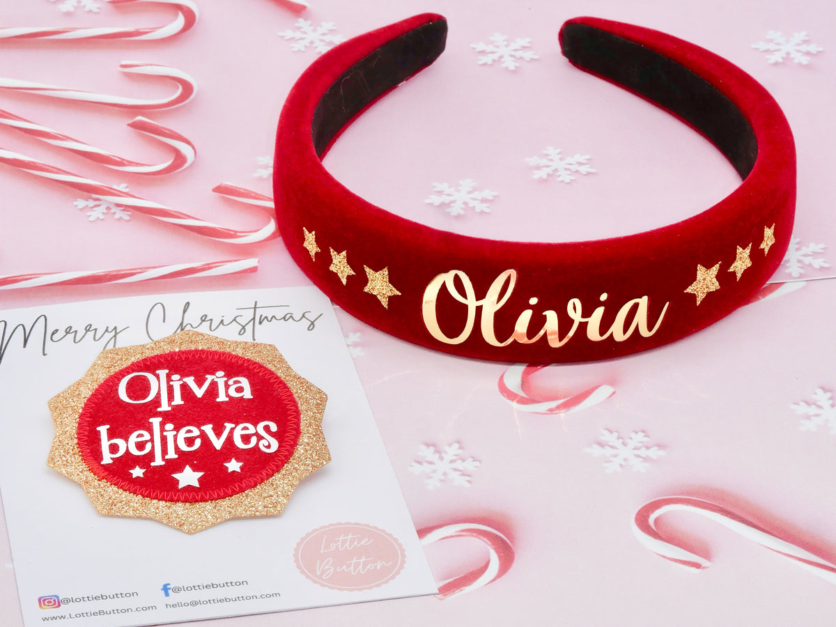 Red & Gold Personalised Headband